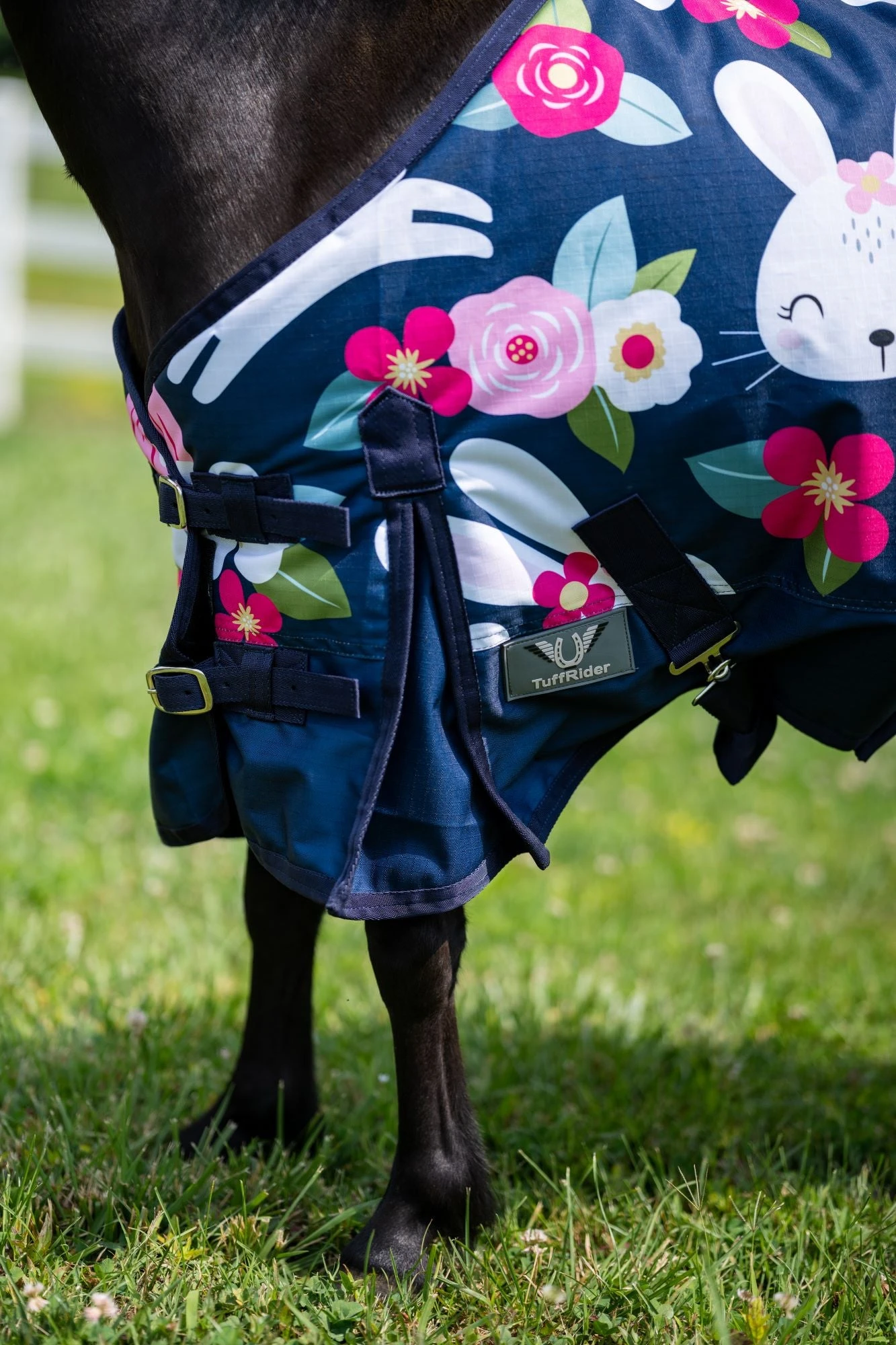 TuffRider Standard Neck 1200D Mini Turnout Blanket Medium Weight 200 Gms Two Tone Print - Image 6