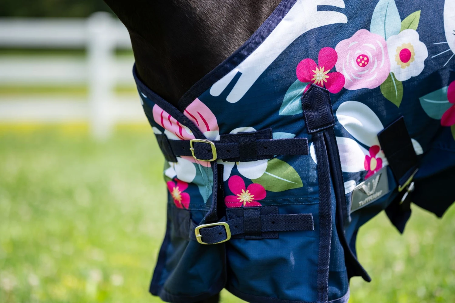 TuffRider Standard Neck 1200D Mini Turnout Blanket Medium Weight 200 Gms Two Tone Print - Image 5