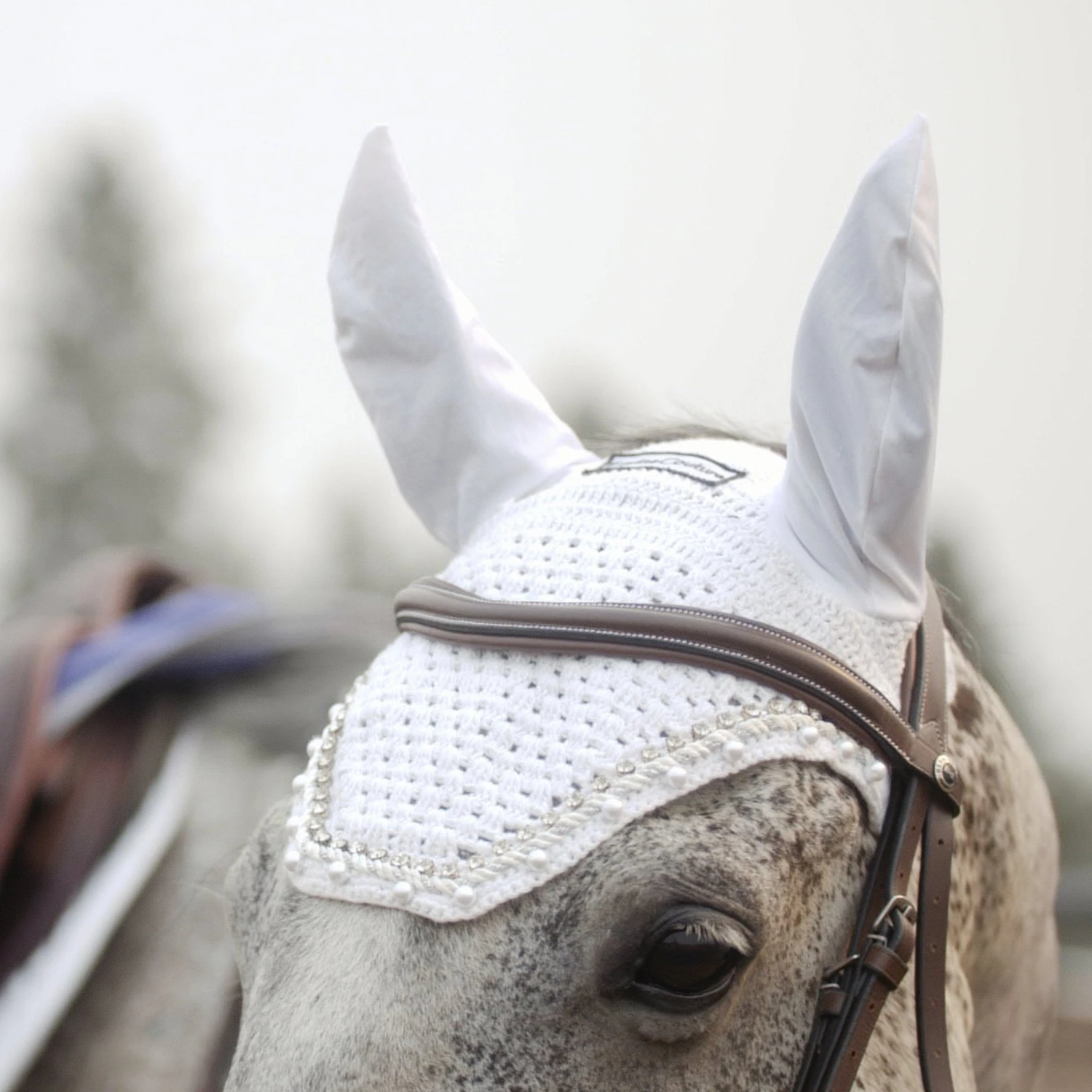 Equine Couture Fly Bonnet With Pearls And Crystals